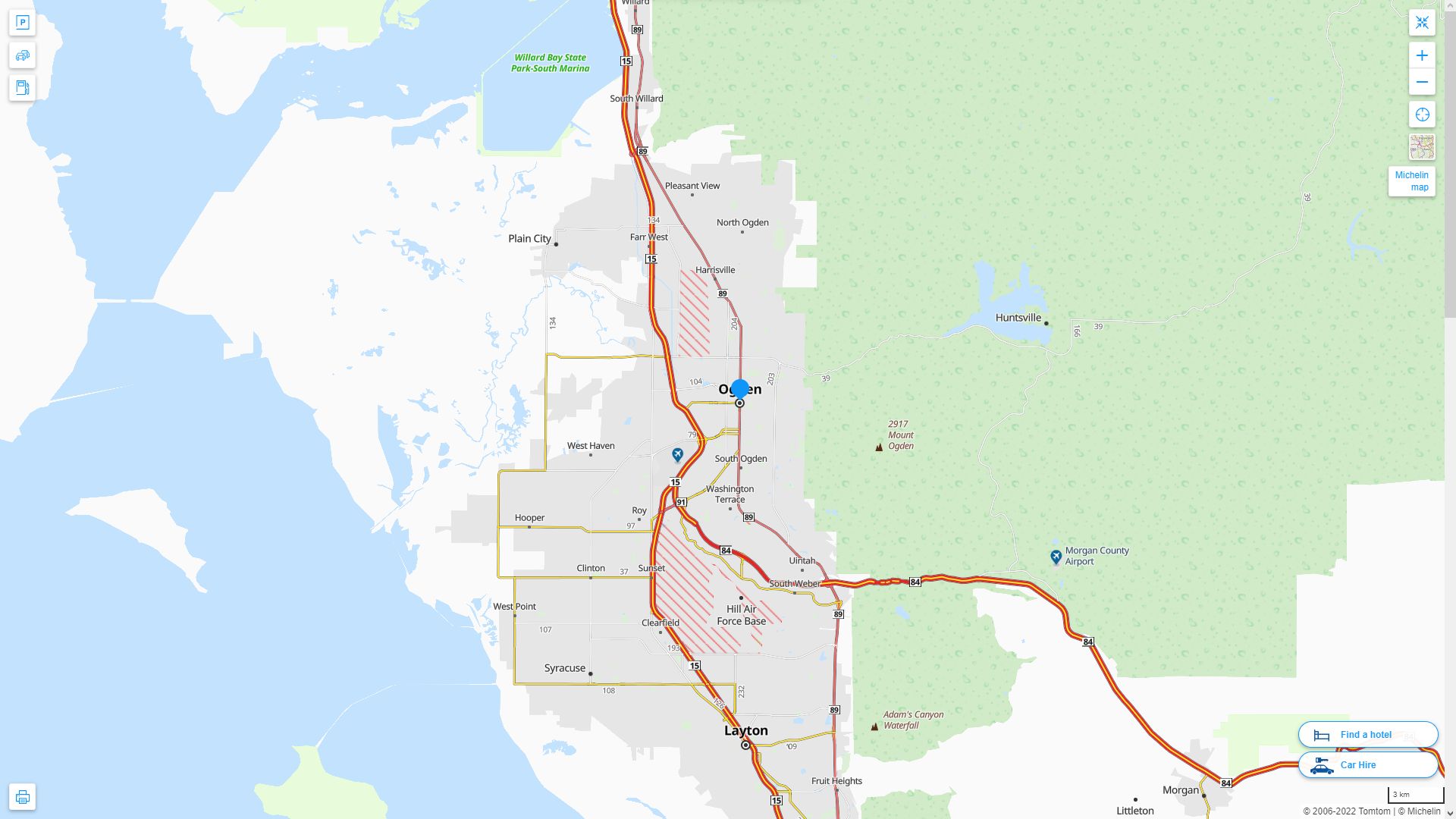 Ogden Utah Highway and Road Map
